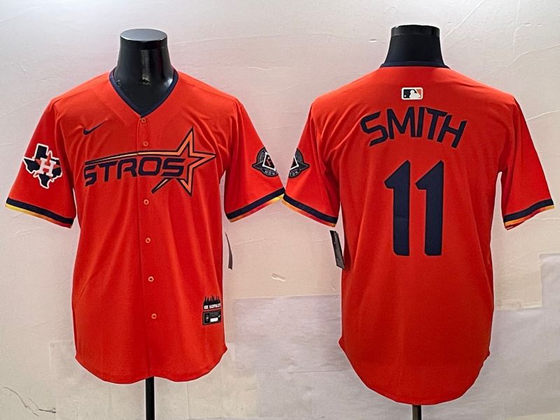 Men Houston Astros #11 Smith Orange three generations Joint Name Nike 2025 MLB Jersey style 8